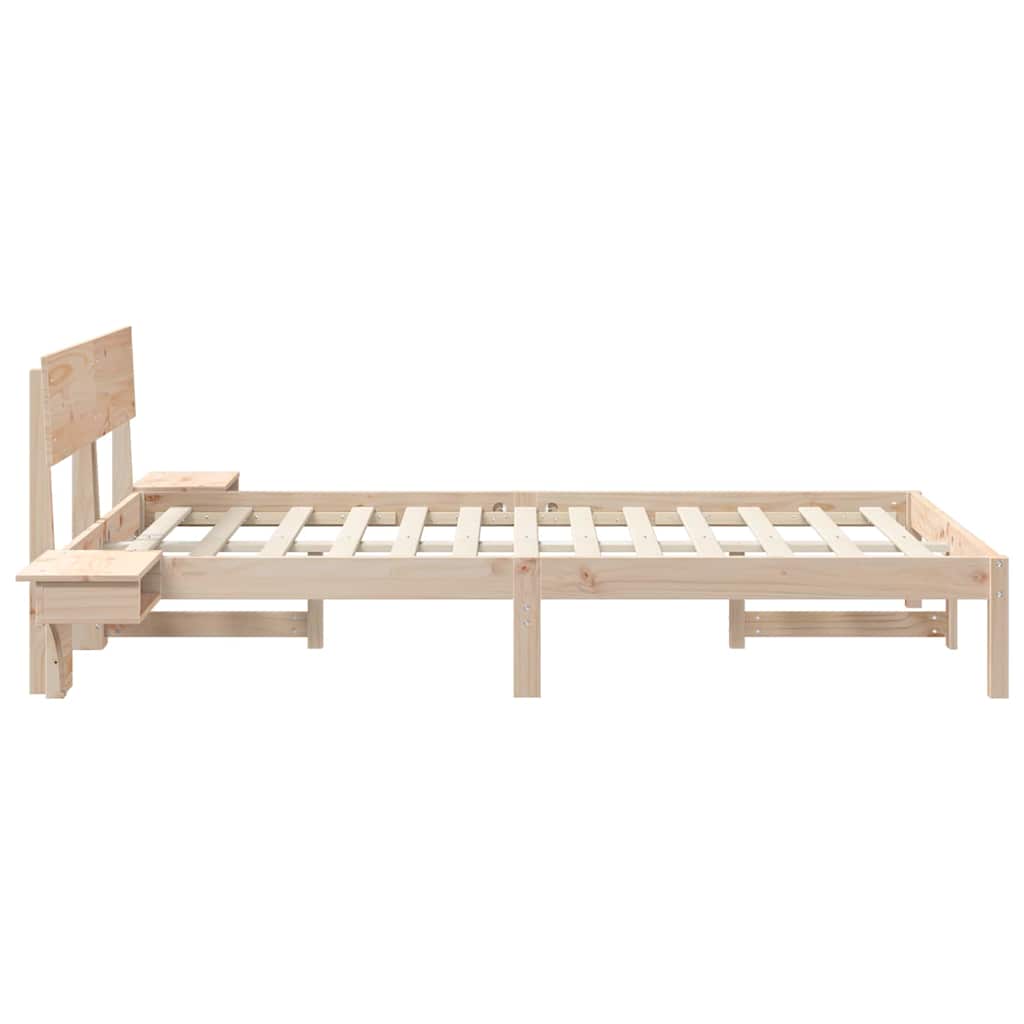 Bed Frame with Headboard Brown 140 x 200 cm Solid Pine Wood