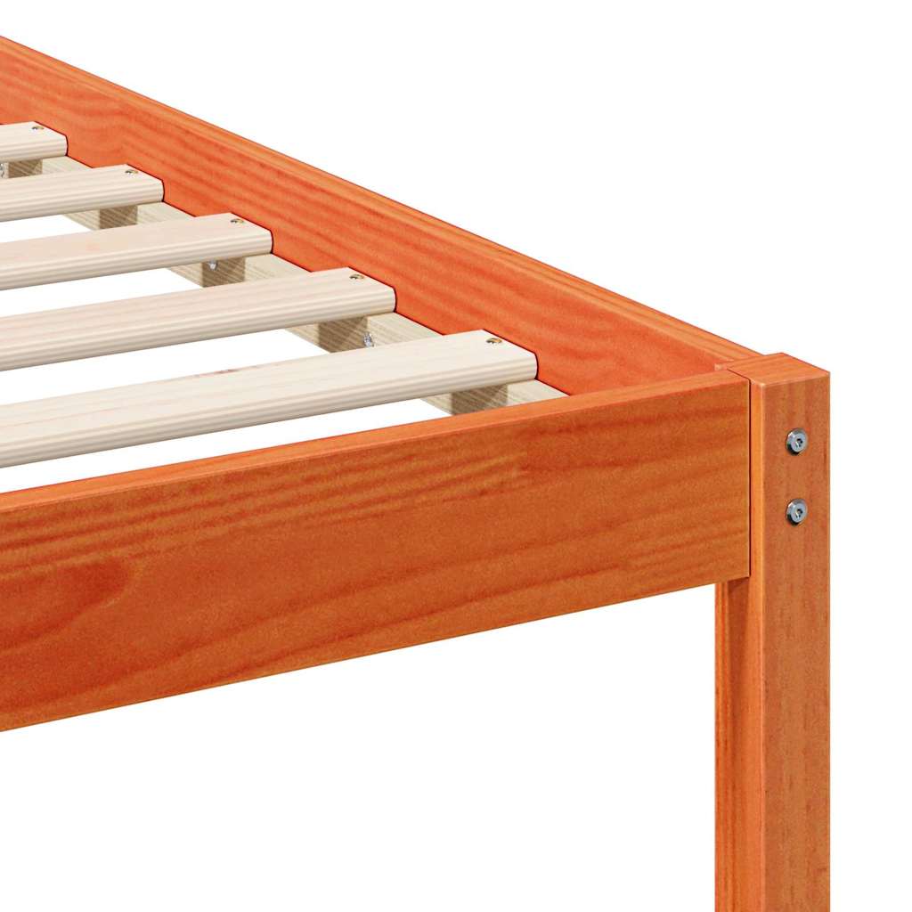 Bed Frame with Headboard Wax Brown 140 x 200 cm Solid Pine Wood