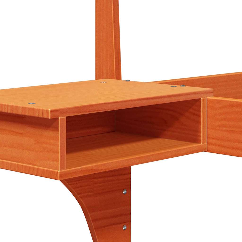 Bed Frame with Headboard Wax Brown 140 x 200 cm Solid Pine Wood