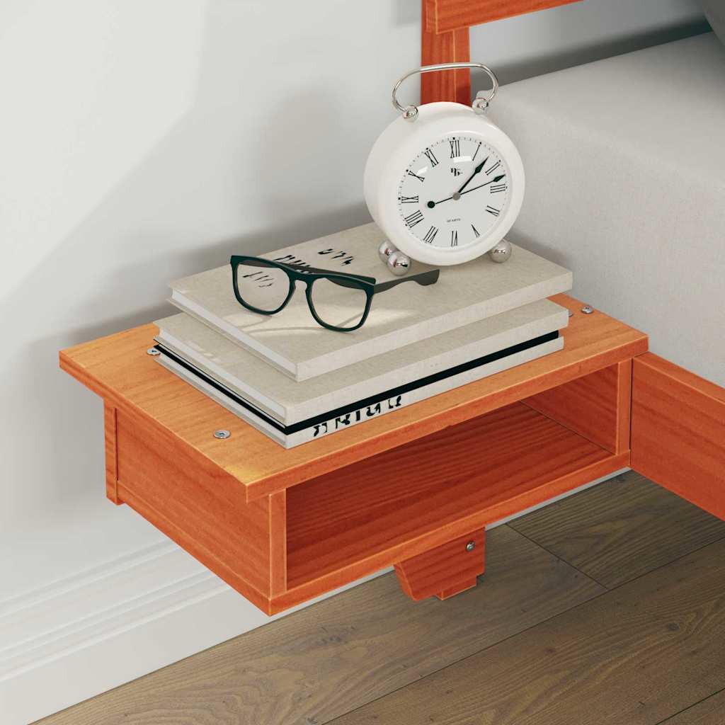 Bed Frame with Headboard Wax Brown 140 x 200 cm Solid Pine Wood