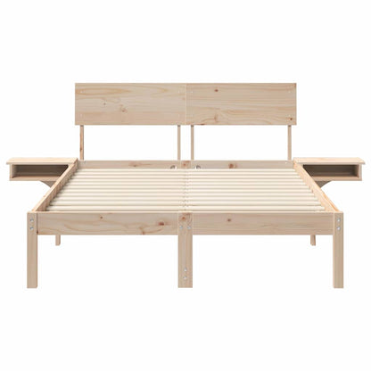 Bed Frame with Headboard Brown 140 x 190 cm Solid Pine Wood