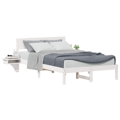 Bed Frame with Headboard White 140 x 190 cm Solid Pine Wood