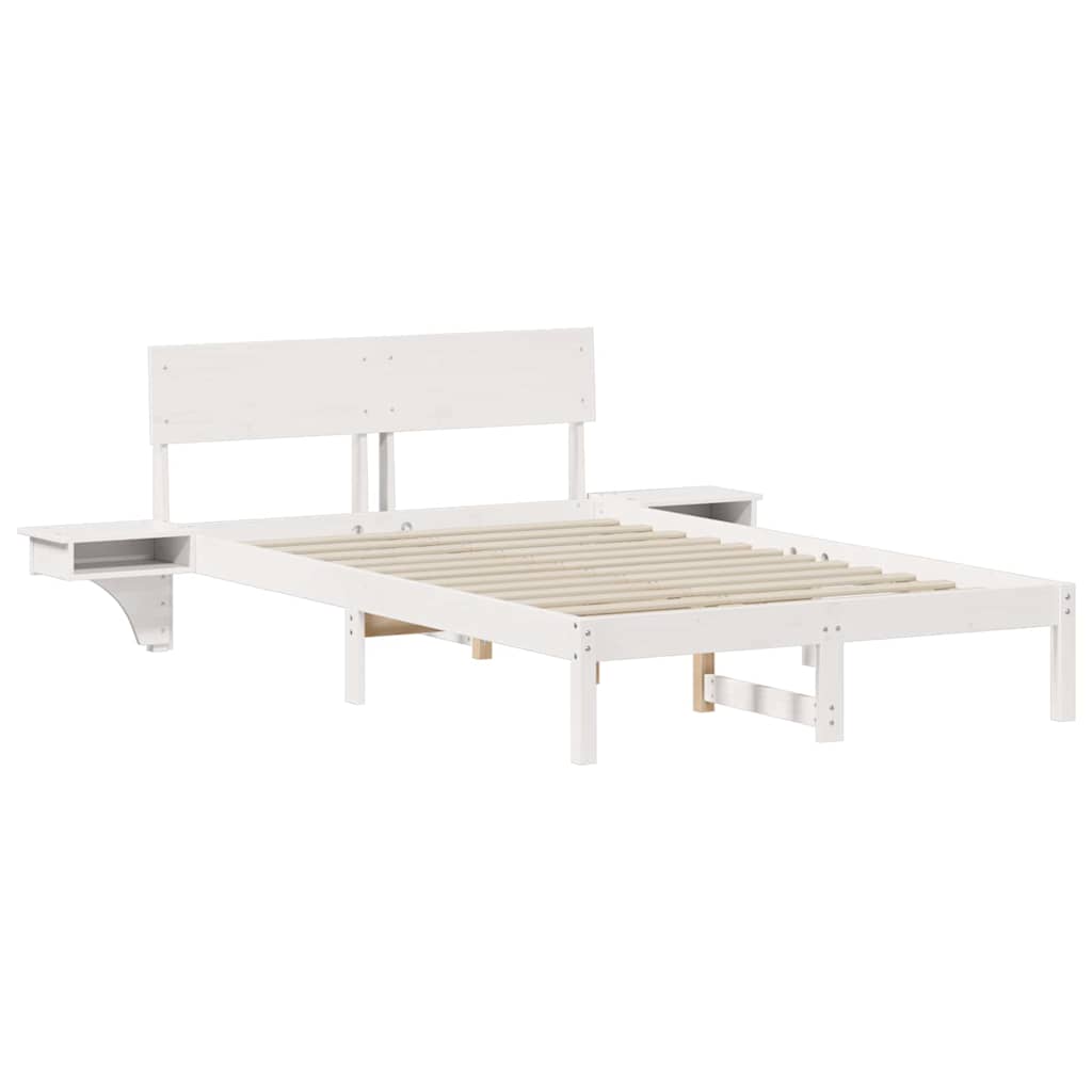 Bed Frame with Headboard White 140 x 190 cm Solid Pine Wood