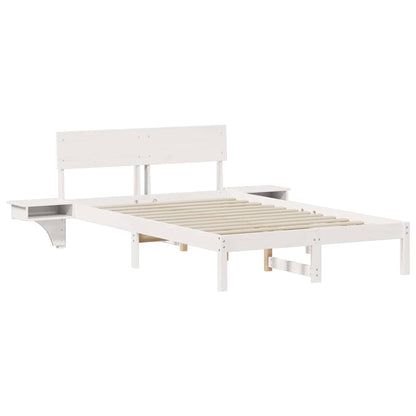 Bed Frame with Headboard White 140 x 190 cm Solid Pine Wood