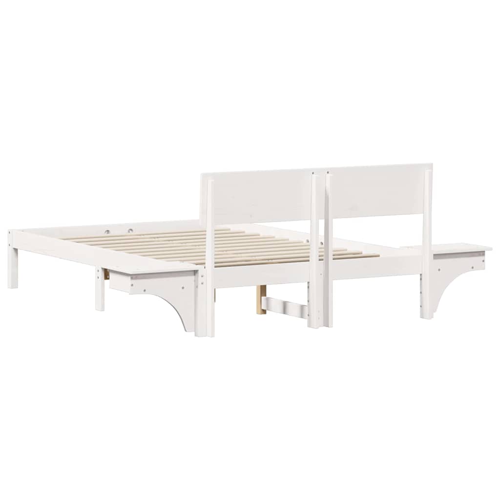 Bed Frame with Headboard White 140 x 190 cm Solid Pine Wood