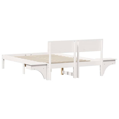 Bed Frame with Headboard White 140 x 190 cm Solid Pine Wood