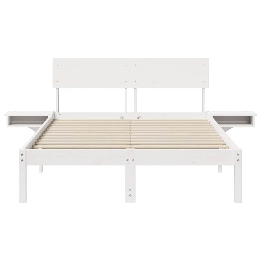 Bed Frame with Headboard White 140 x 190 cm Solid Pine Wood