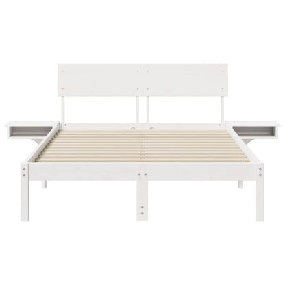 Bed Frame with Headboard White 140 x 190 cm Solid Pine Wood