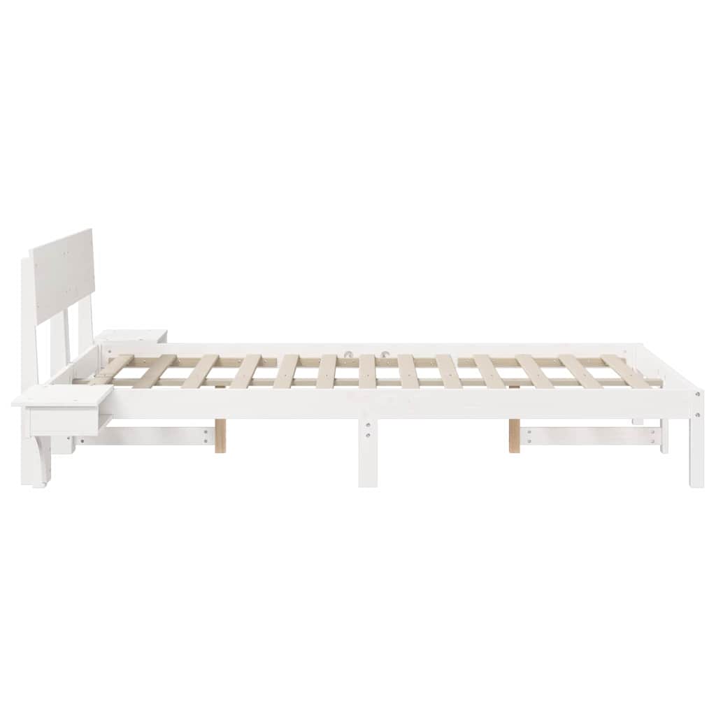 Bed Frame with Headboard White 140 x 190 cm Solid Pine Wood