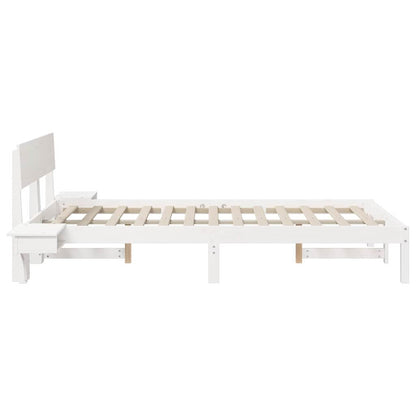 Bed Frame with Headboard White 140 x 190 cm Solid Pine Wood