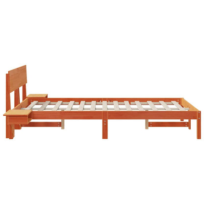 Bed Frame with Headboard Wax Brown 140 x 190 cm Solid Pine Wood