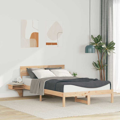 Bed Frame with Headboard Brown 135 x 190 cm Solid Pine Wood