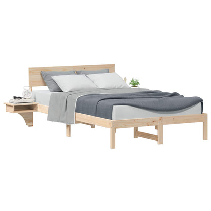 Bed Frame with Headboard Brown 135 x 190 cm Solid Pine Wood