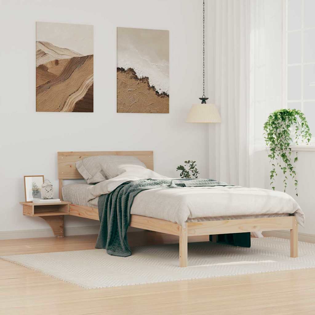 Bed Frame with Headboard Brown 100 x 200 cm Solid Pine Wood