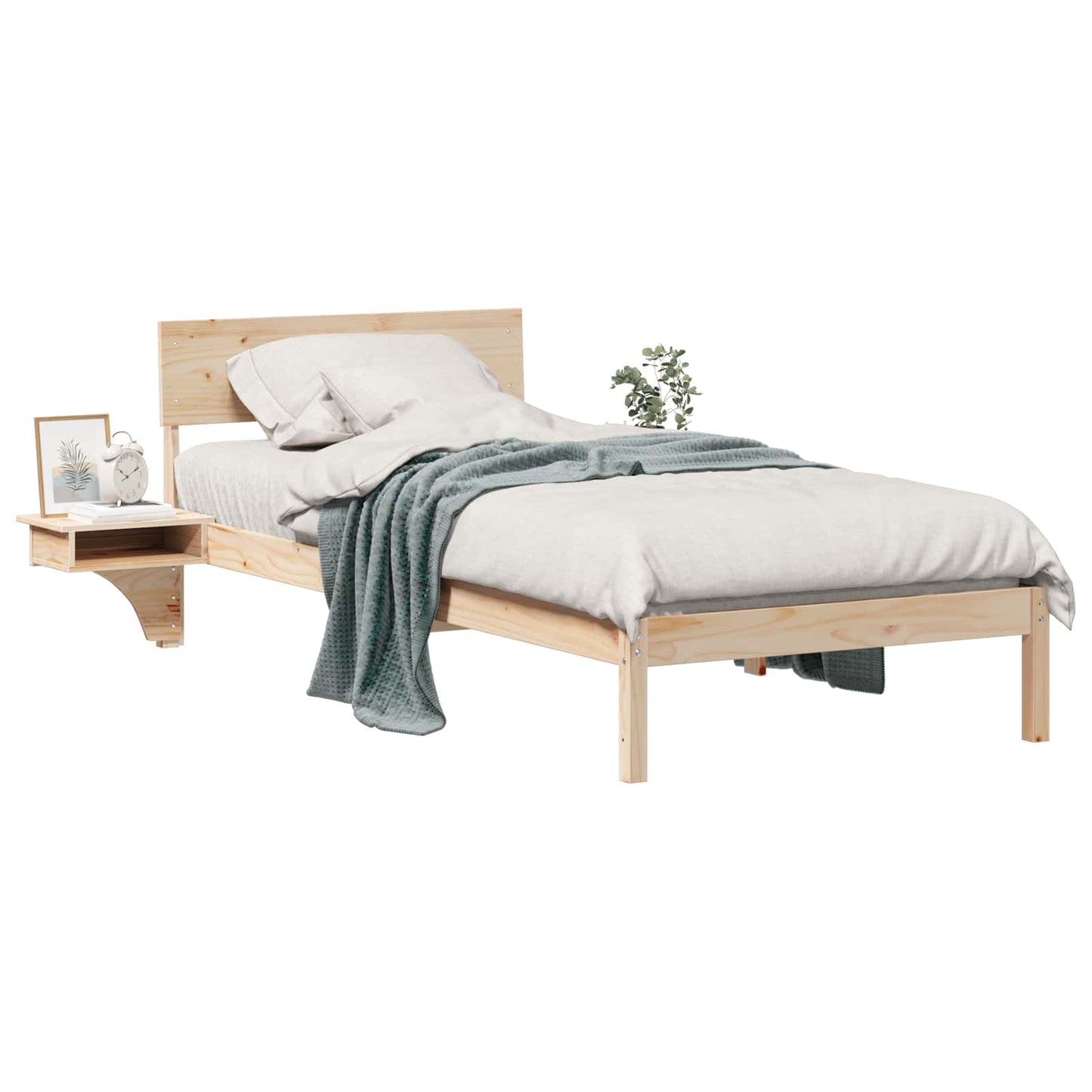 Bed Frame with Headboard Brown 100 x 200 cm Solid Pine Wood
