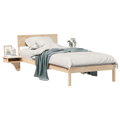 Bed Frame with Headboard Brown 100 x 200 cm Solid Pine Wood