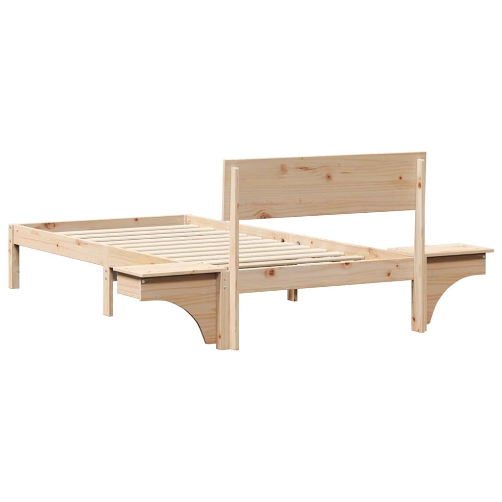 Bed Frame with Headboard Brown 100 x 200 cm Solid Pine Wood