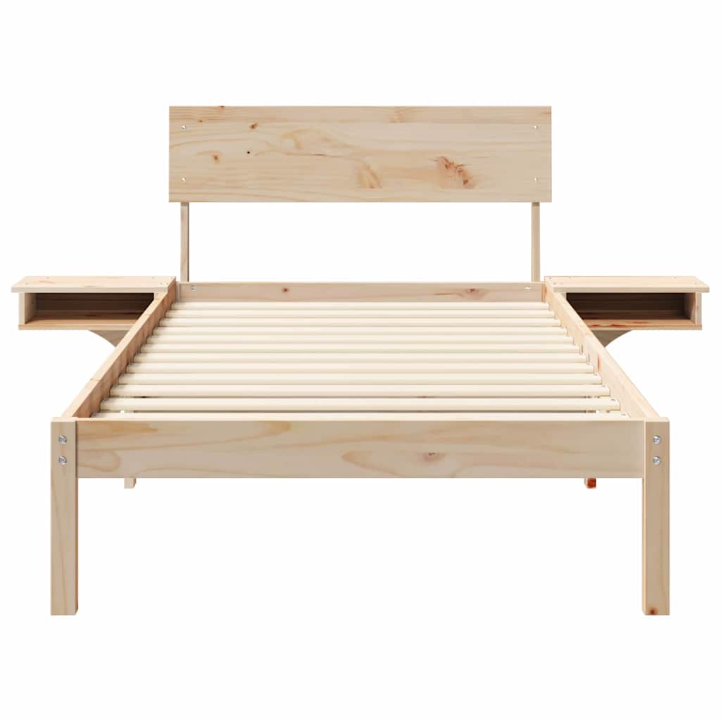Bed Frame with Headboard Brown 100 x 200 cm Solid Pine Wood