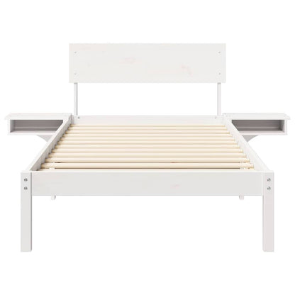 Bed Frame with Headboard White 100 x 200 cm Solid Pine Wood