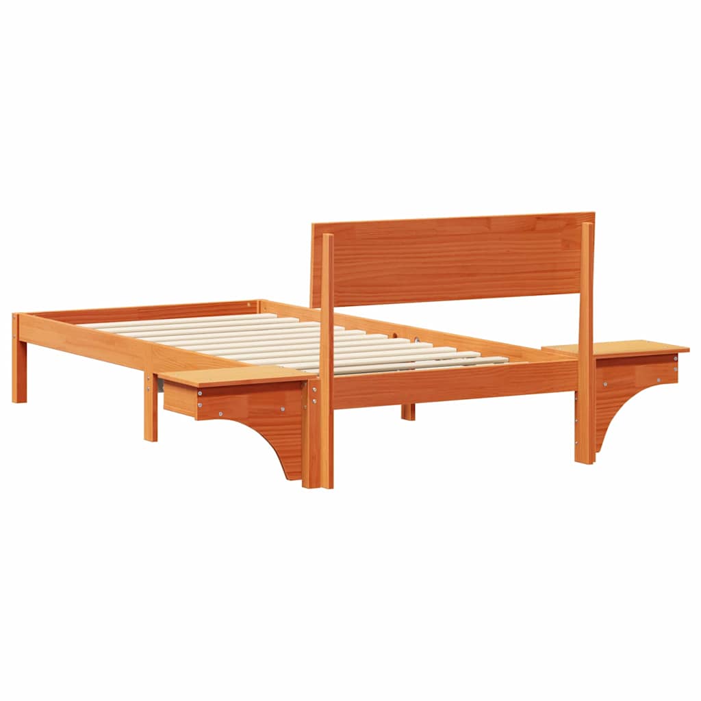 Bed Frame with Headboard Wax Brown 100 x 200 cm Solid Pine Wood