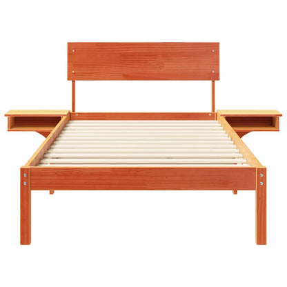 Bed Frame with Headboard Wax Brown 100 x 200 cm Solid Pine Wood
