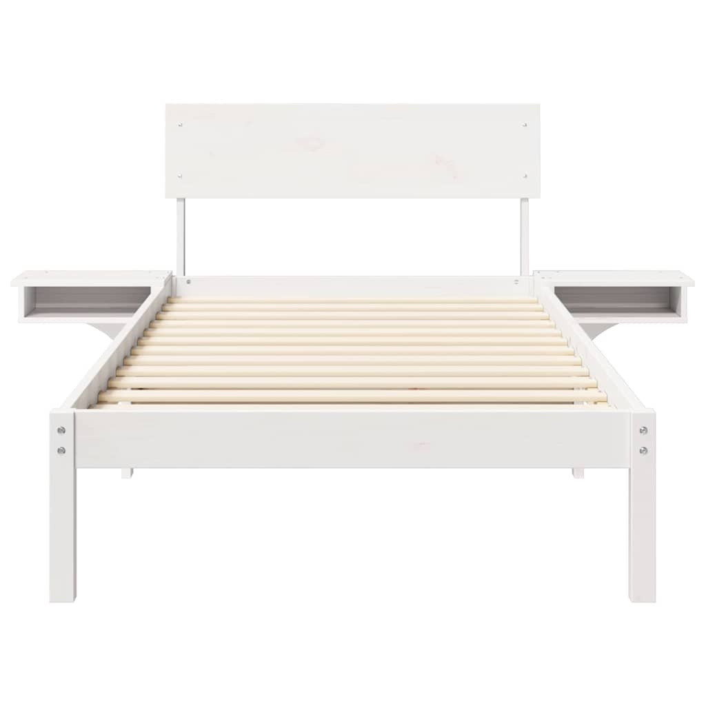 Bed Frame with Headboard White 90 x 200 cm Solid Pine Wood