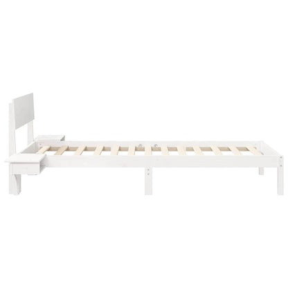 Bed Frame with Headboard White 90 x 200 cm Solid Pine Wood