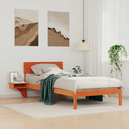 Bed Frame with Headboard Wax Brown 80 x 200 cm Solid Pine Wood
