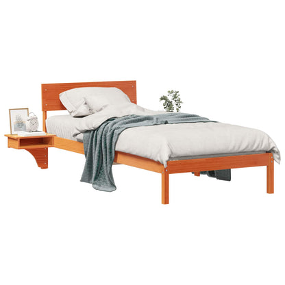 Bed Frame with Headboard Wax Brown 80 x 200 cm Solid Pine Wood