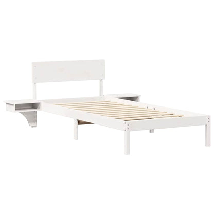 Bed Frame with Headboard White 90 x 190 cm Solid Pine Wood