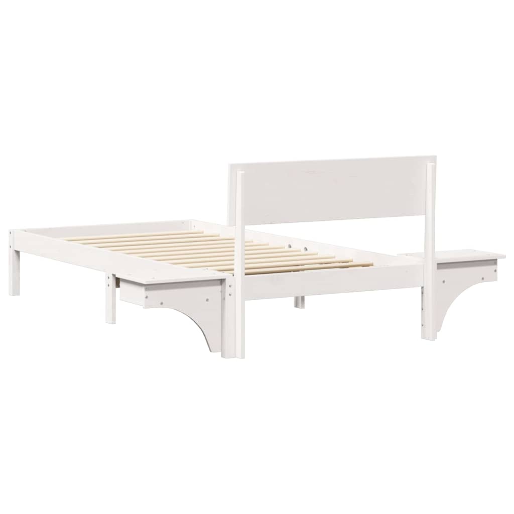 Bed Frame with Headboard White 90 x 190 cm Solid Pine Wood