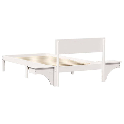 Bed Frame with Headboard White 90 x 190 cm Solid Pine Wood