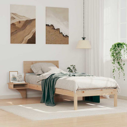 Bed Frame with Headboard Brown 75 x 190 cm Solid Pine Wood