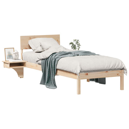 Bed Frame with Headboard Brown 75 x 190 cm Solid Pine Wood