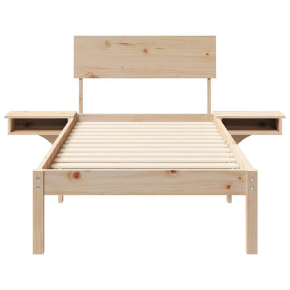 Bed Frame with Headboard Brown 75 x 190 cm Solid Pine Wood