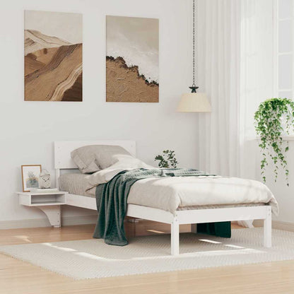 Bed Frame with Headboard White 75 x 190 cm Solid Pine Wood