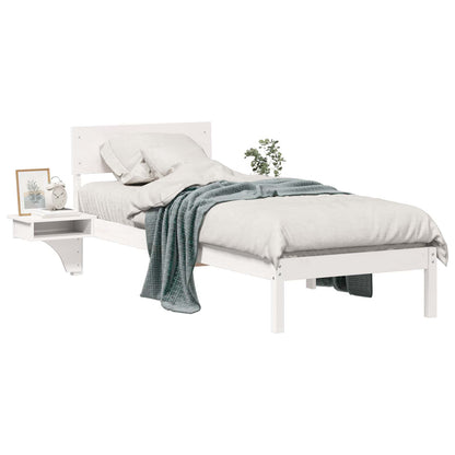 Bed Frame with Headboard White 75 x 190 cm Solid Pine Wood