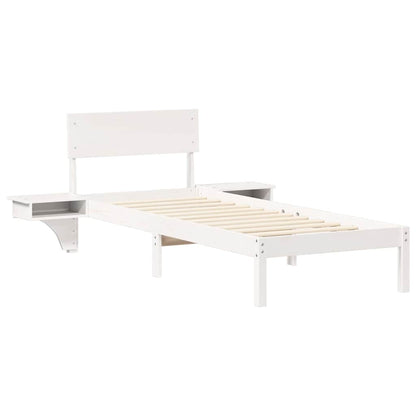 Bed Frame with Headboard White 75 x 190 cm Solid Pine Wood