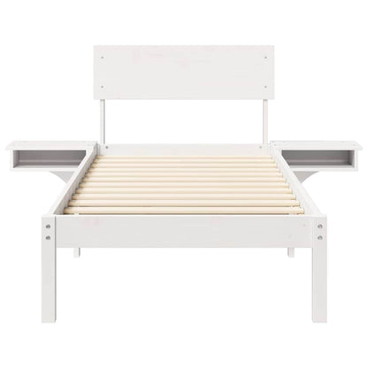 Bed Frame with Headboard White 75 x 190 cm Solid Pine Wood