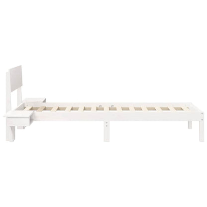 Bed Frame with Headboard White 75 x 190 cm Solid Pine Wood