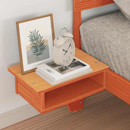 Bed Frame with Headboard Wax Brown 75 x 190 cm Solid Pine Wood