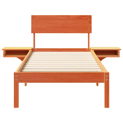 Bed Frame with Headboard Wax Brown 75 x 190 cm Solid Pine Wood