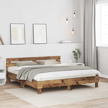 Bed Frame Old Wood 203 x 185 x 70 cm Engineered Wood