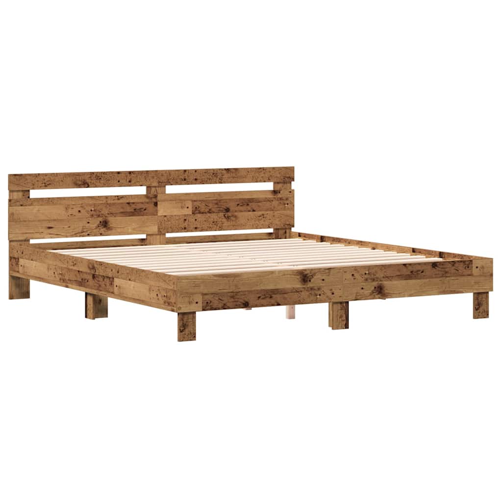 Bed Frame Old Wood 203 x 185 x 70 cm Engineered Wood
