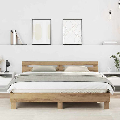 Bed Frame Artisan Oak 203 x 185 x 70 cm Engineered Wood