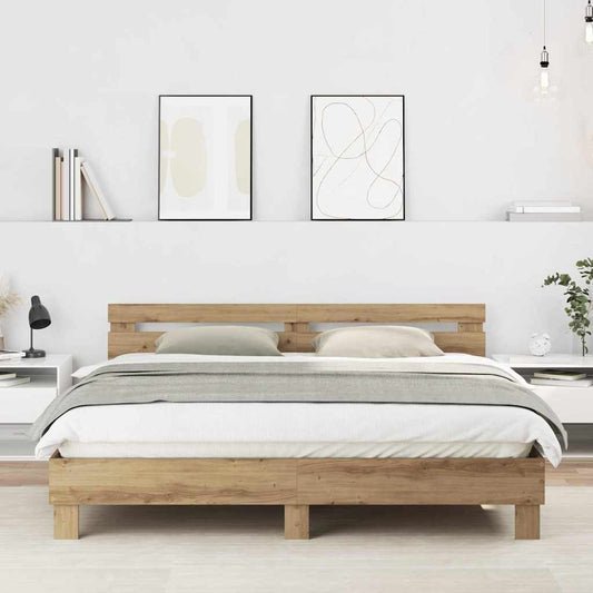 Bed Frame Artisan Oak 203 x 185 x 70 cm Engineered Wood