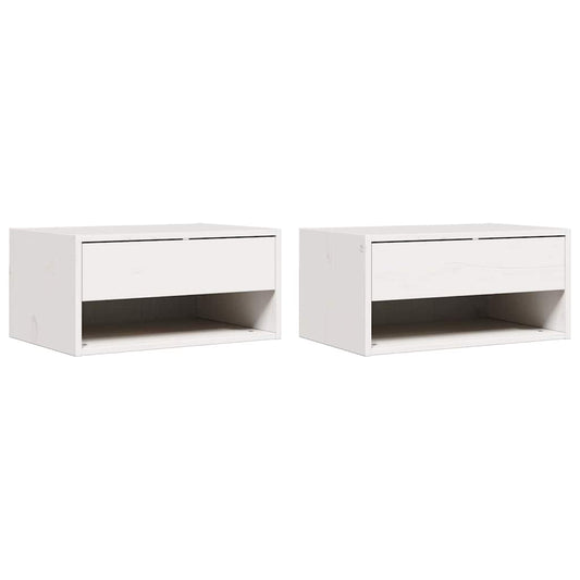 Bedside Table 2 pcs White 50 x 32.5 x 24 cm Solid pine wood