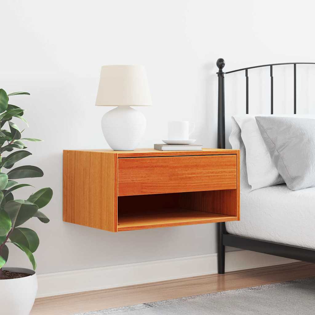 Wall-mounted Bedside Table Wax brown 50 x 32.5 x 24 cm