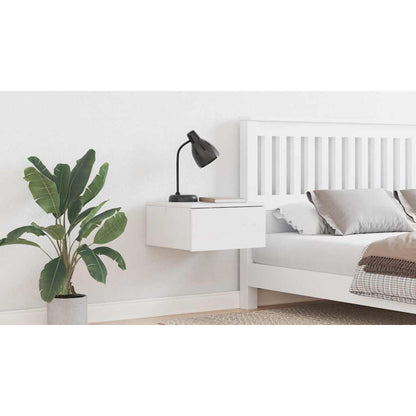 Bedside Table White 37 x 35 x 18.5 cm Solid pine wood
