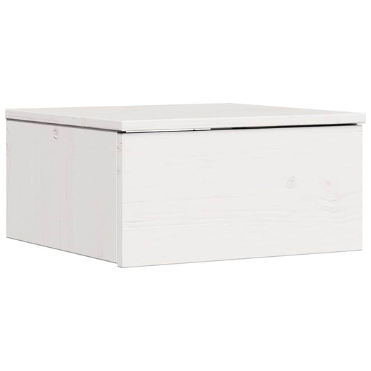 Bedside Table White 37 x 35 x 18.5 cm Solid pine wood